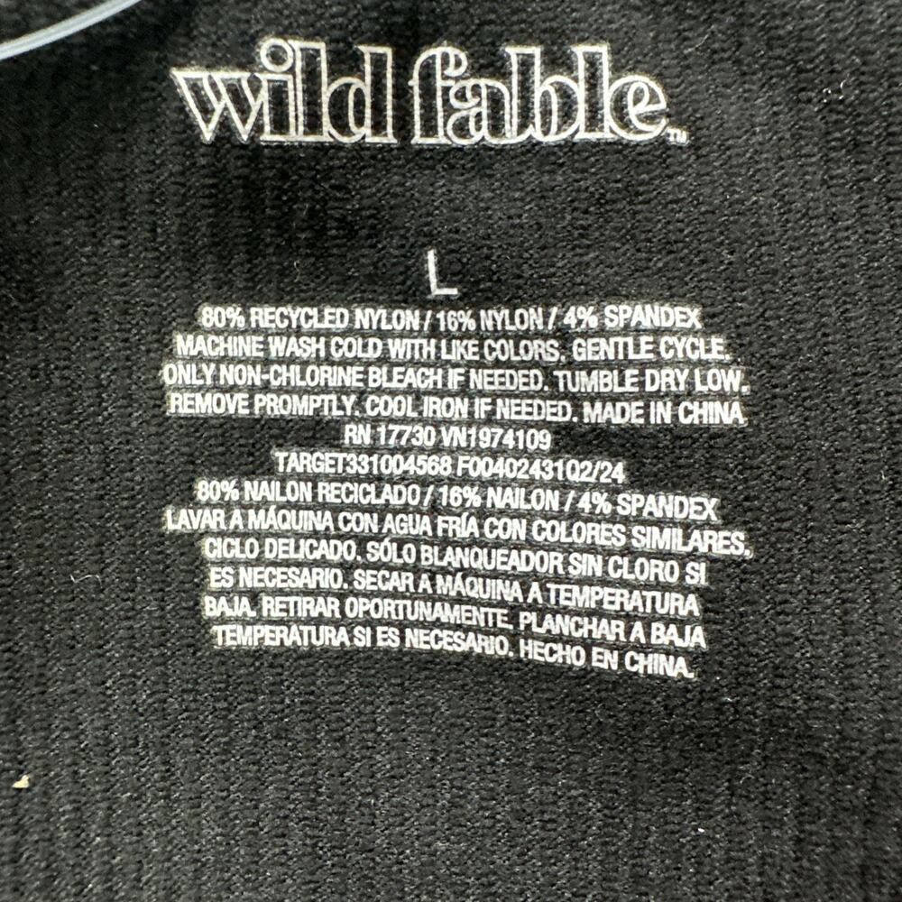 Wild Fable Crop Top Women’s Size Large Black Ribbed Scoop Neck‎ Short Sleeve Y2K - Picture 10 of 11